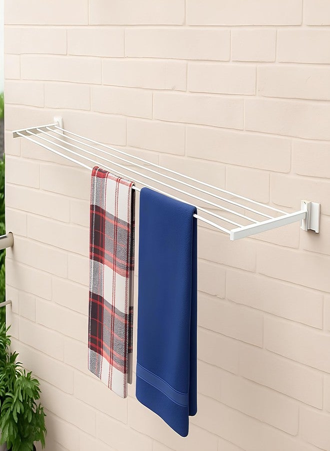 PulGos Metal Cloth Drying Stand/Foldable Cloth Stand/Wall Mounted Cloth Drying Rack/Cloth Hanger for Home or Balcony/Heavy Duty Laundry Rack/Drying Rack for Clothes with All The Essentials - Image 1
